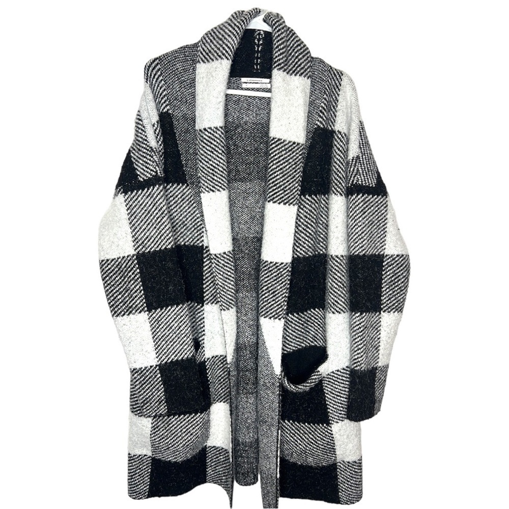 Anthropologie Black and White Plaid Cardigan